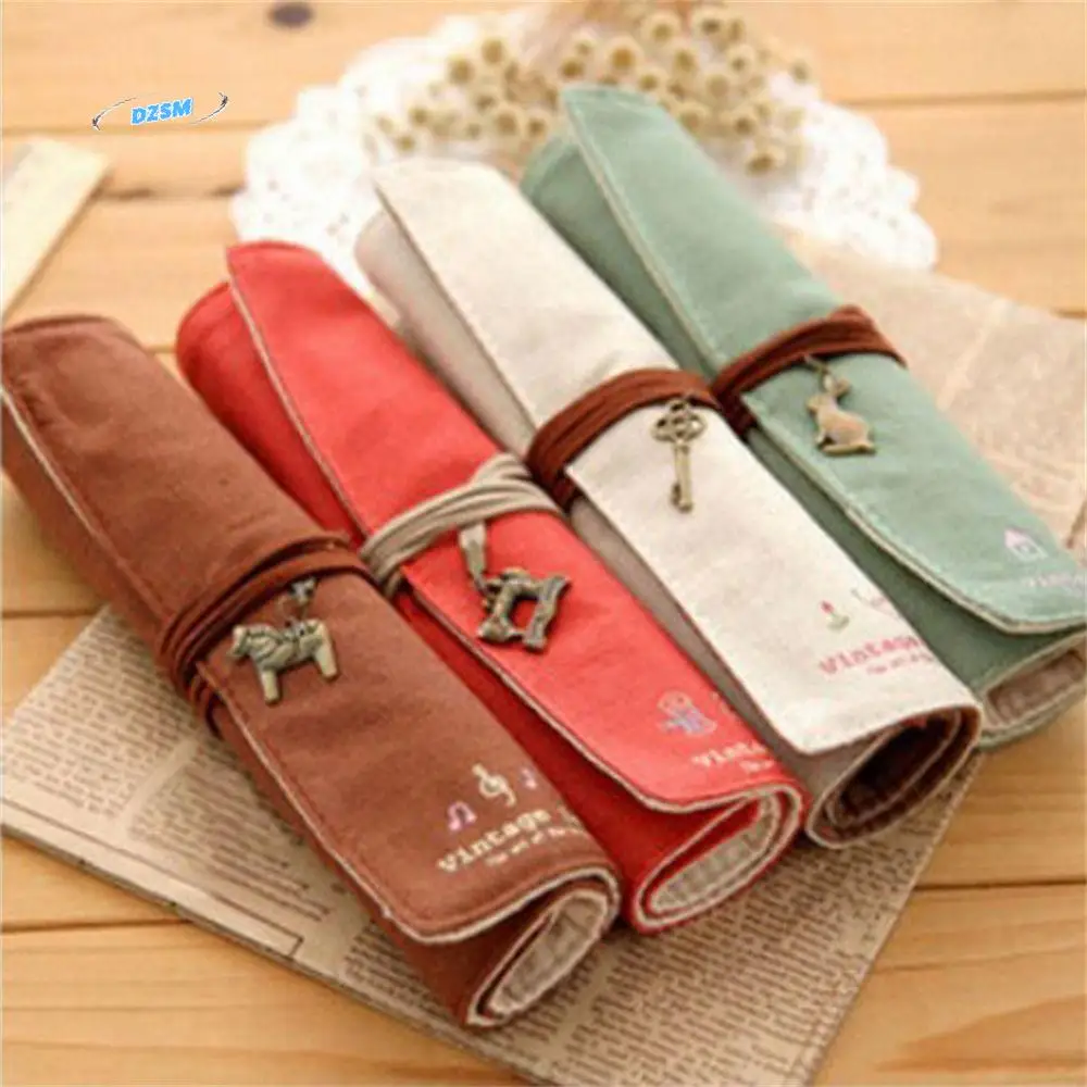

12 Holes Pencil Case Roller Pen Bag Large Capacity Roll Up Pen Bag Cosmetics Bag Cloth Roll Pencil Bag Makeup Wrap Holder