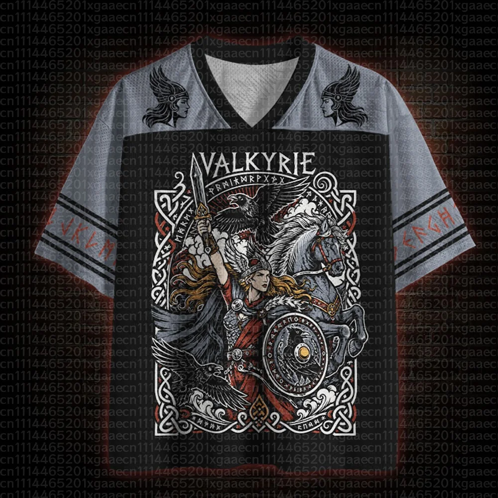2026 New Nordic Mythical Theme Sports Fashion Short Sleeve V-neck Street View Clothing Mythical Fan Gifts