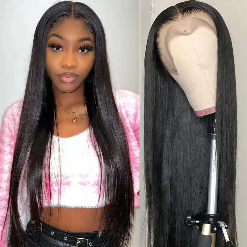 26 Inch HD Lace Front Human Hair Wigs Straight 13x4 13x6 Transparent Lace Frontal Human Hair Wigs Pre Plucked Wigs For Women