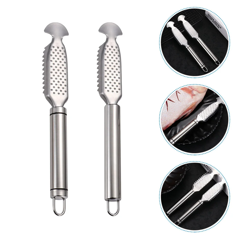 

2 Pcs Fish Scale Planer Peeler Household Tool Rust-resistant Scaler Removers Stainless Steel Handheld Kitchen