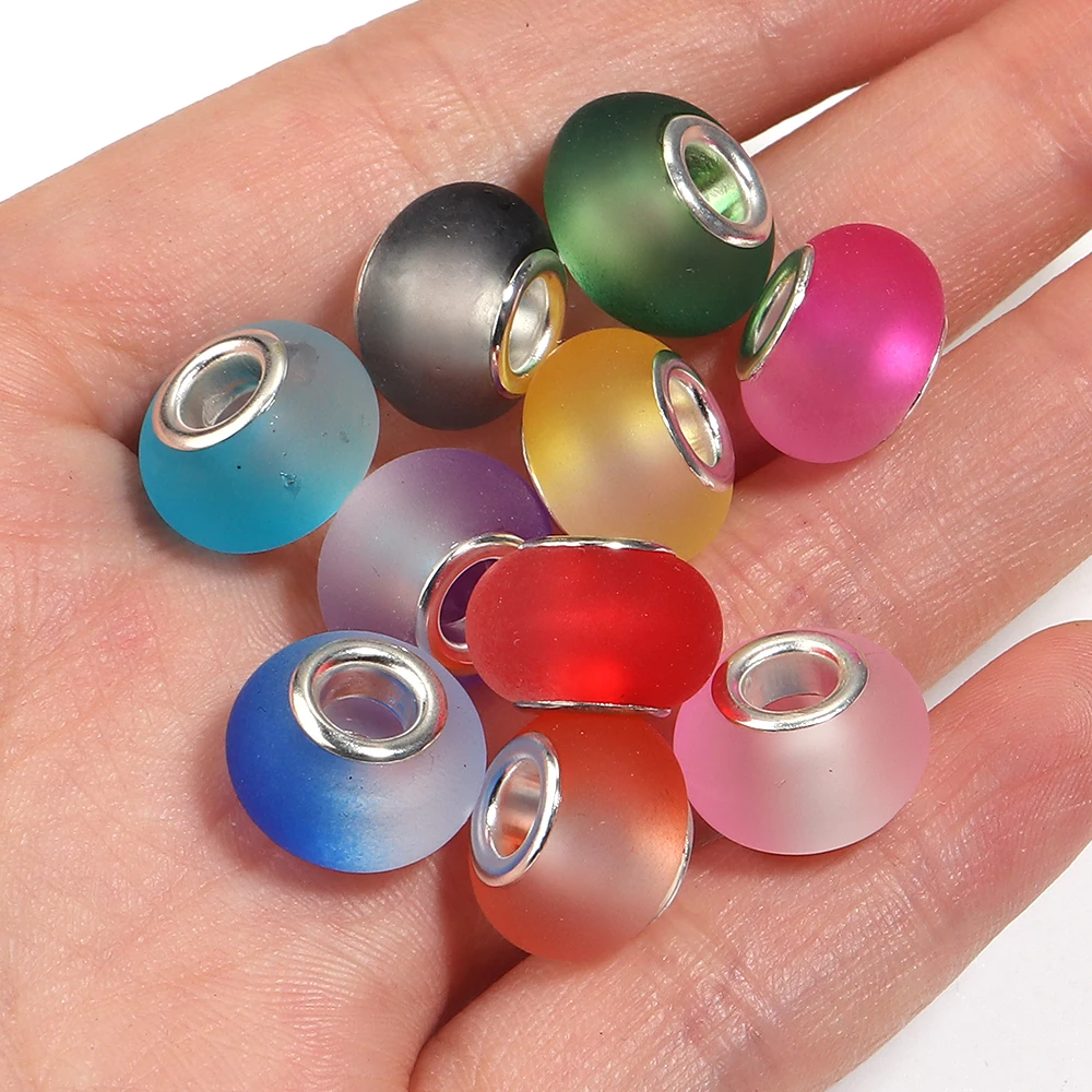20 Stück/Set 9x14mm Zweifarbige Großloch-Harzperlen Anhänger Lose Zwischenperlen für Schmuckherstellung Zubehör DIY Halskette Armband – Detail 4