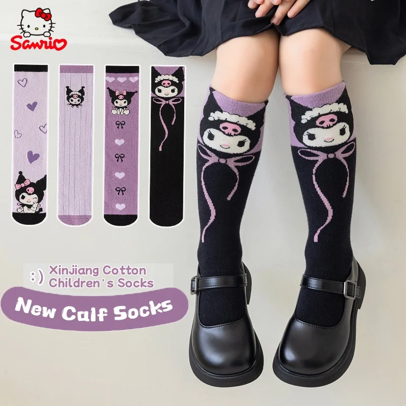 Sanrio Kuromi Socks Children's Pure Cotton Stockings Dance Stockings Japanese JK Lolita Cute Girl Sweet Accessories Holiday Gift