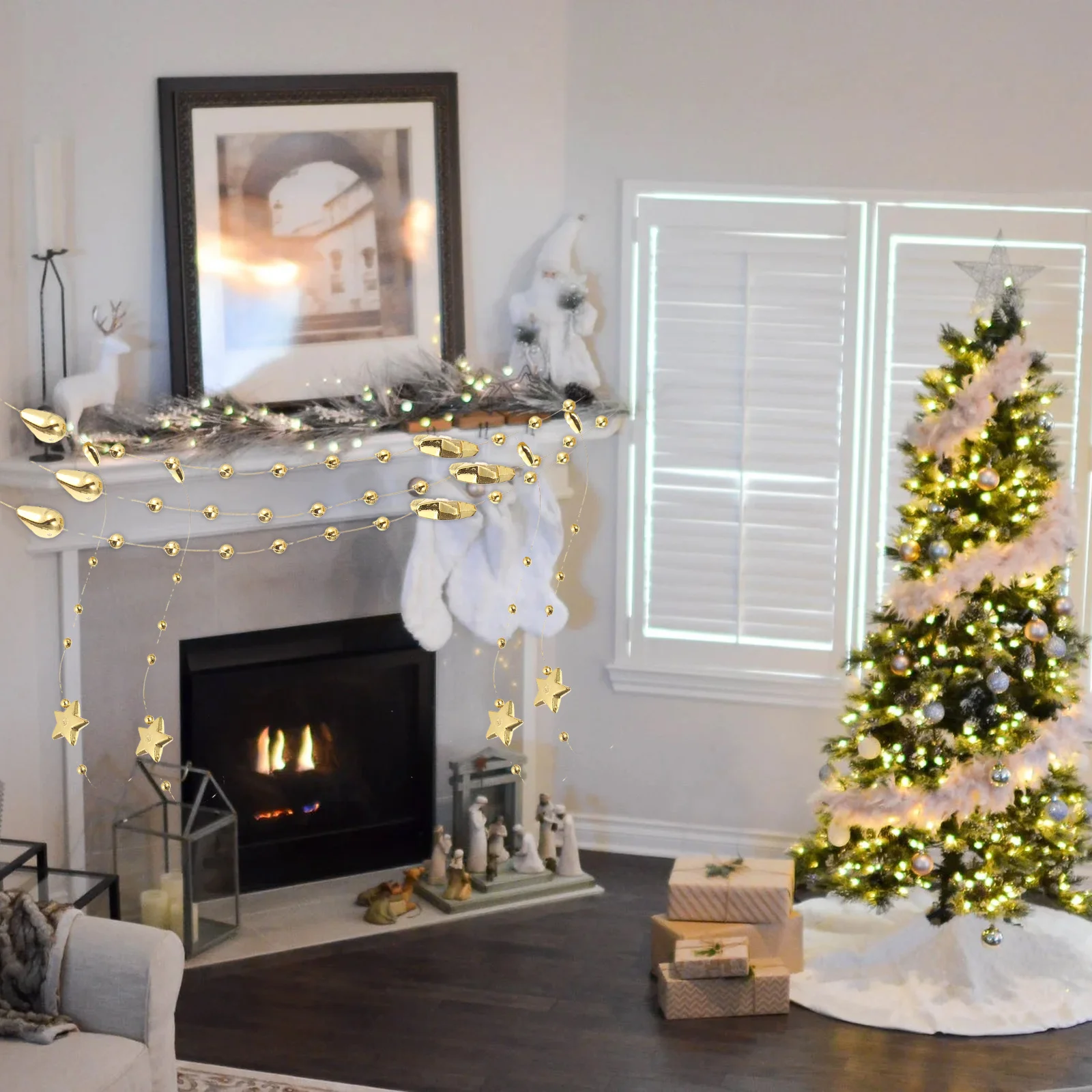 

1 Roll Shiny Pentagram Bead String Decor Elegant Gift Wrapping Material for Wedding Party Birthday Celebration Decoration