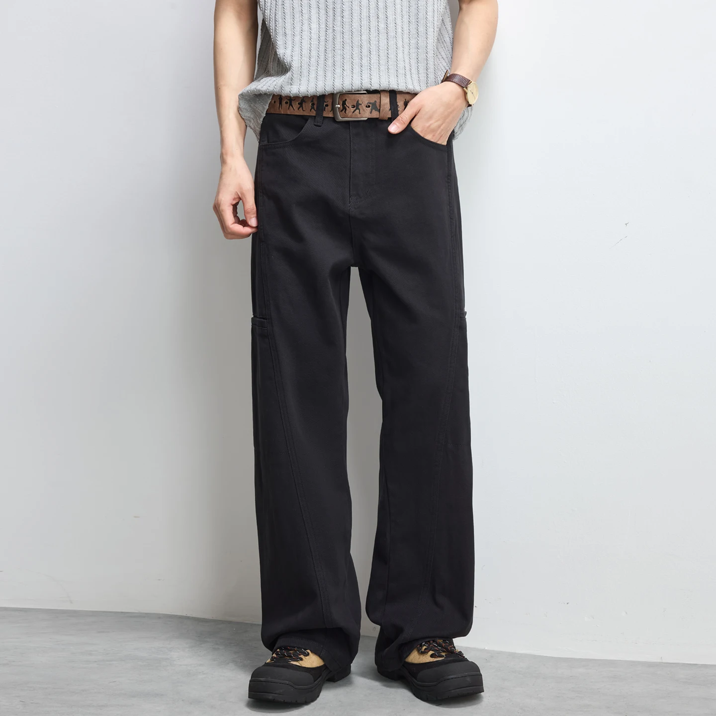 American Retro Splice Pocket Jeans Men Women Streetwear Vibe Fashion Loose Casual Straight Denim Cargo Jeans Pants Trousers