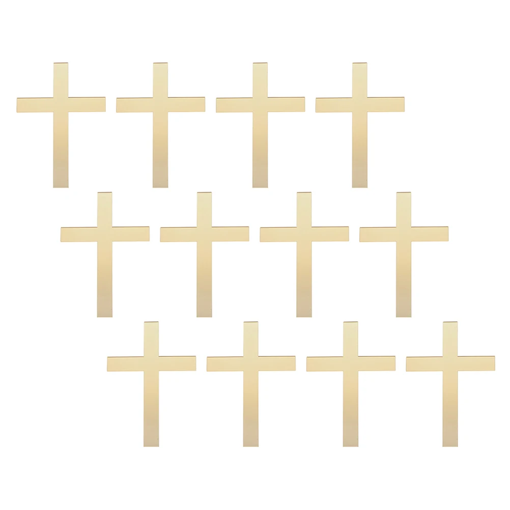 

12pcs Cross Cake Decoration Acrylic Mirror Gold First Communion Baptism Cupcake Toppers Religious Picks PartyBackdrop