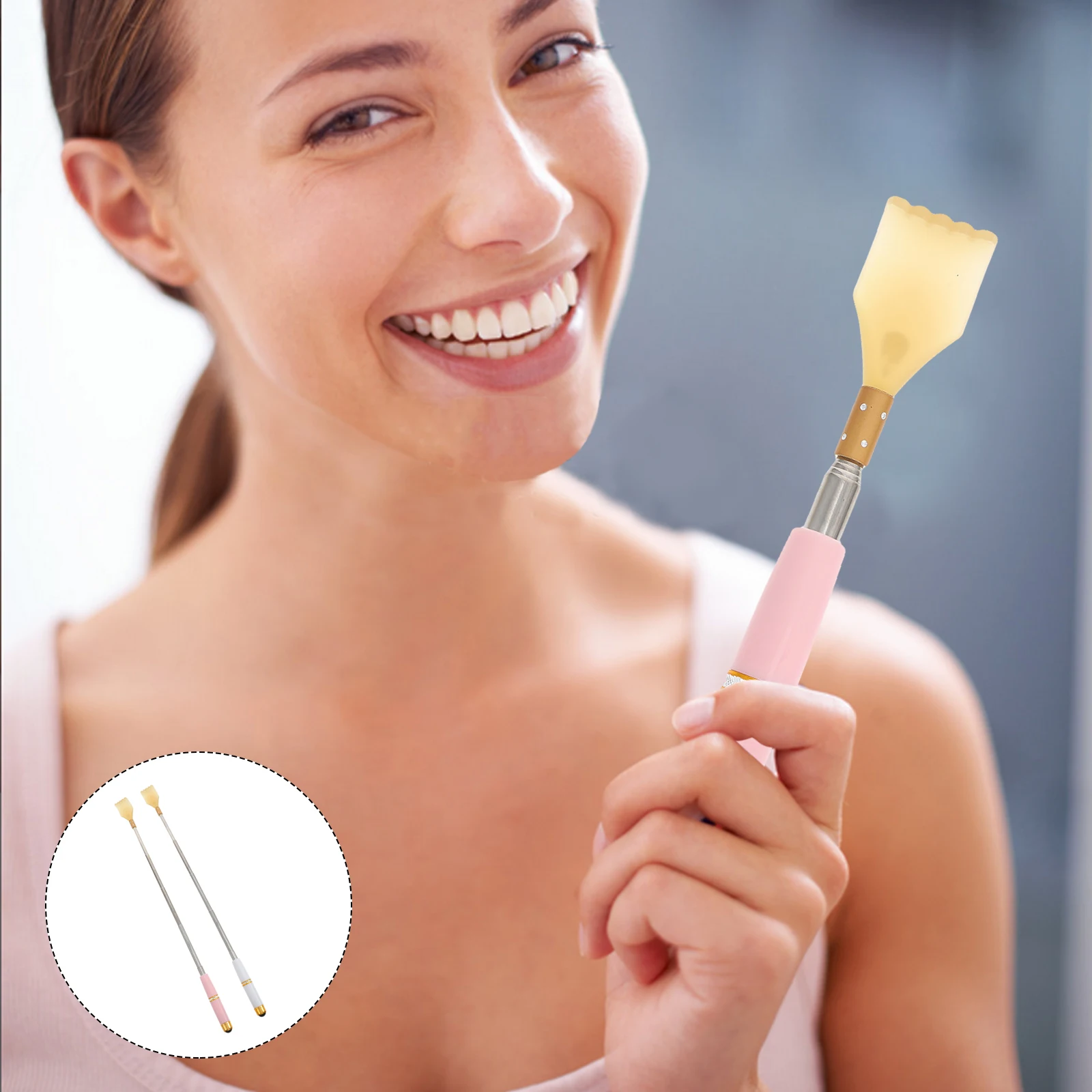 

2Pcs Back Scratcher Durable Practical Telescopic Rolling Bead Scalable Massage Device Fitness Supply Metal Massager