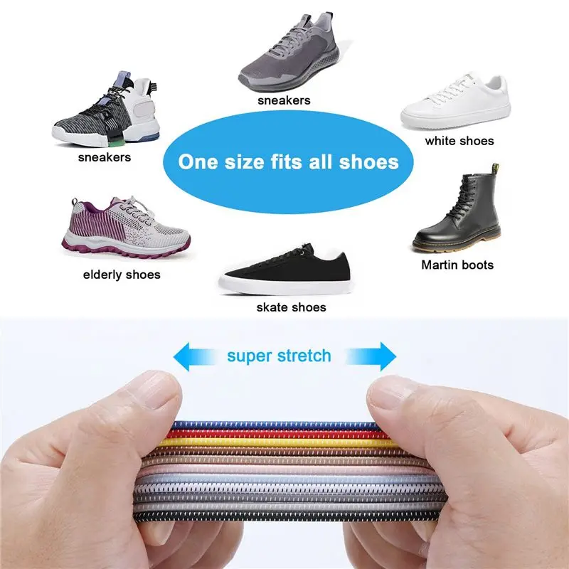 

*ABKM 6 Pairs Elastic Shoe Laces for Adults & Kids No Tie Shoe Laces Lock Shoe Laces Tieless for Sneakers,Black