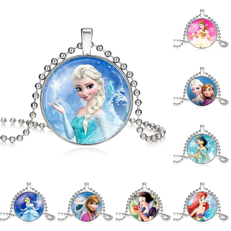 Disney Frozen Cartoon Bracelet Necklace Ariel Snow White Cinderella Belle lovely Bracelet Necklace Girl Decoration Gifts