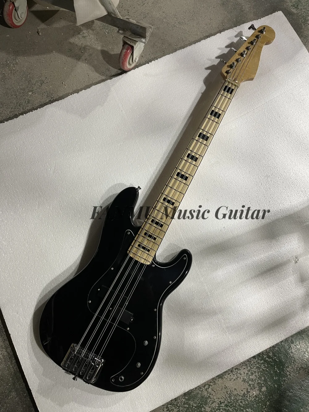 8 string black bass, 8 string double string bass, fixed bridge, solid wood body, maple fingerboard, factory custom