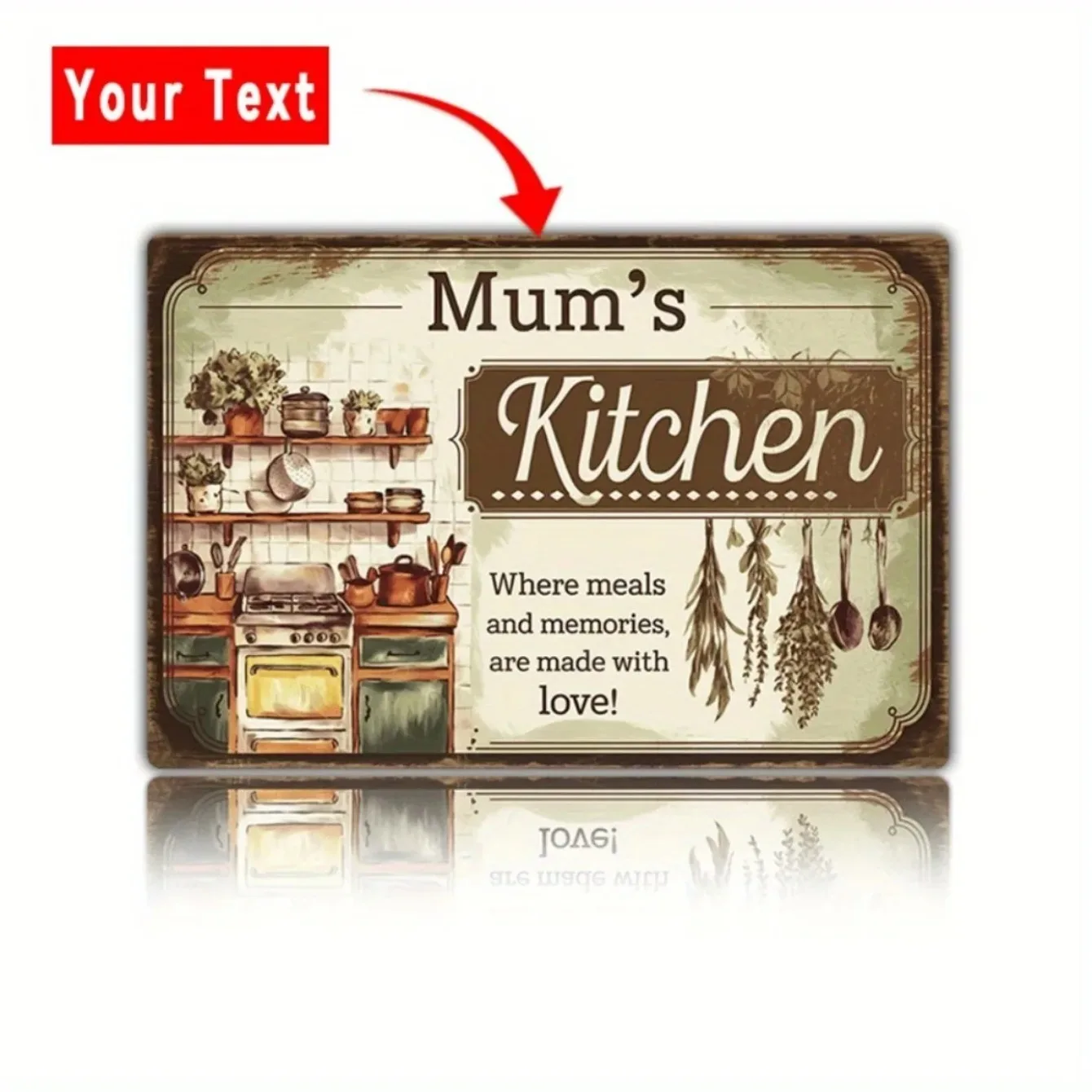 اسم مخصص وشعار ألومنيوم نصي مخصص - ديكور حائط عتيق فريد لمطبخ الأم، رائع لتزيين المطبخ. #5