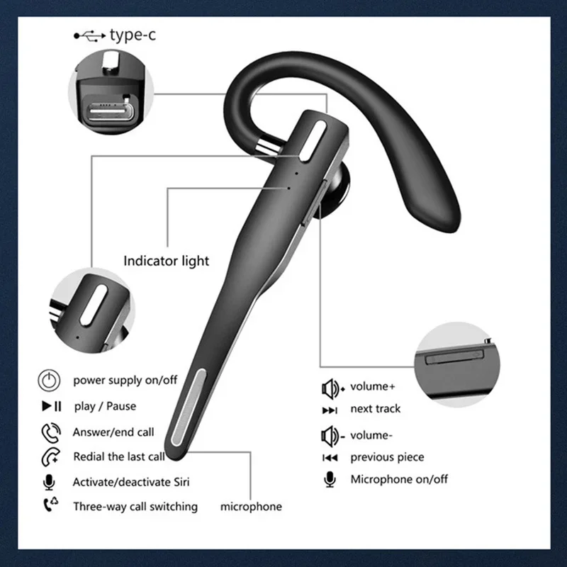 Wireless Bluetooth Headphones With Microphon Earphone ENC Noise Cancelling Handsfree Talking Headset Busines Auriculares Driving