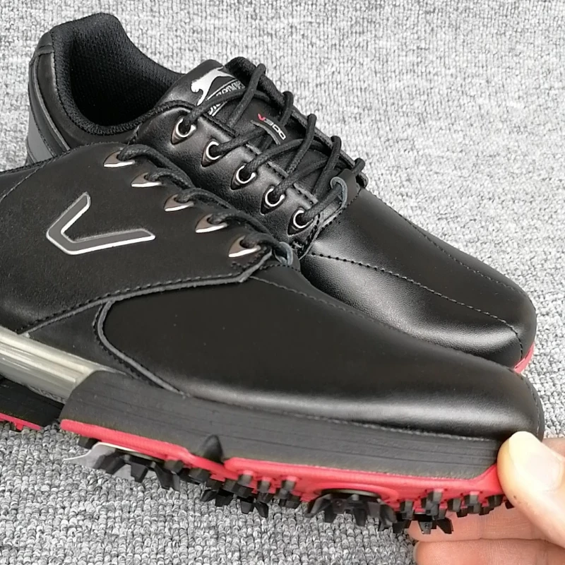 Professional Golf Training Man Black Leather Athletic Shoes Mens Anti Slip Golf Shoes Men