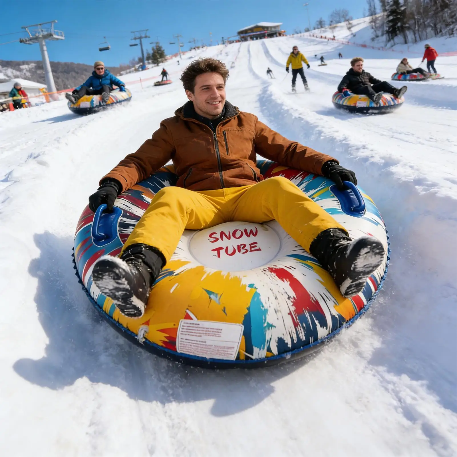 

Snow Tubes for Sledding Fun Inflatable Winter Toys Inflatable Snow Tubes Sleds for Adults for Outside Girls Women Men Family