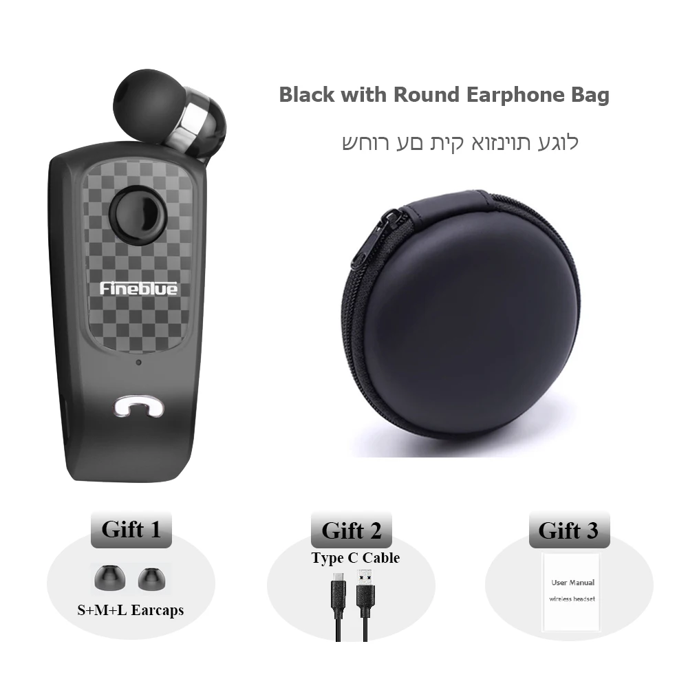 

Fineblue Bluetooth F PLUS Mini Wireless Clip-on Bluetooth V5.0 Headset Headphone Hands-free Calls Time 10 hours Came Earphone