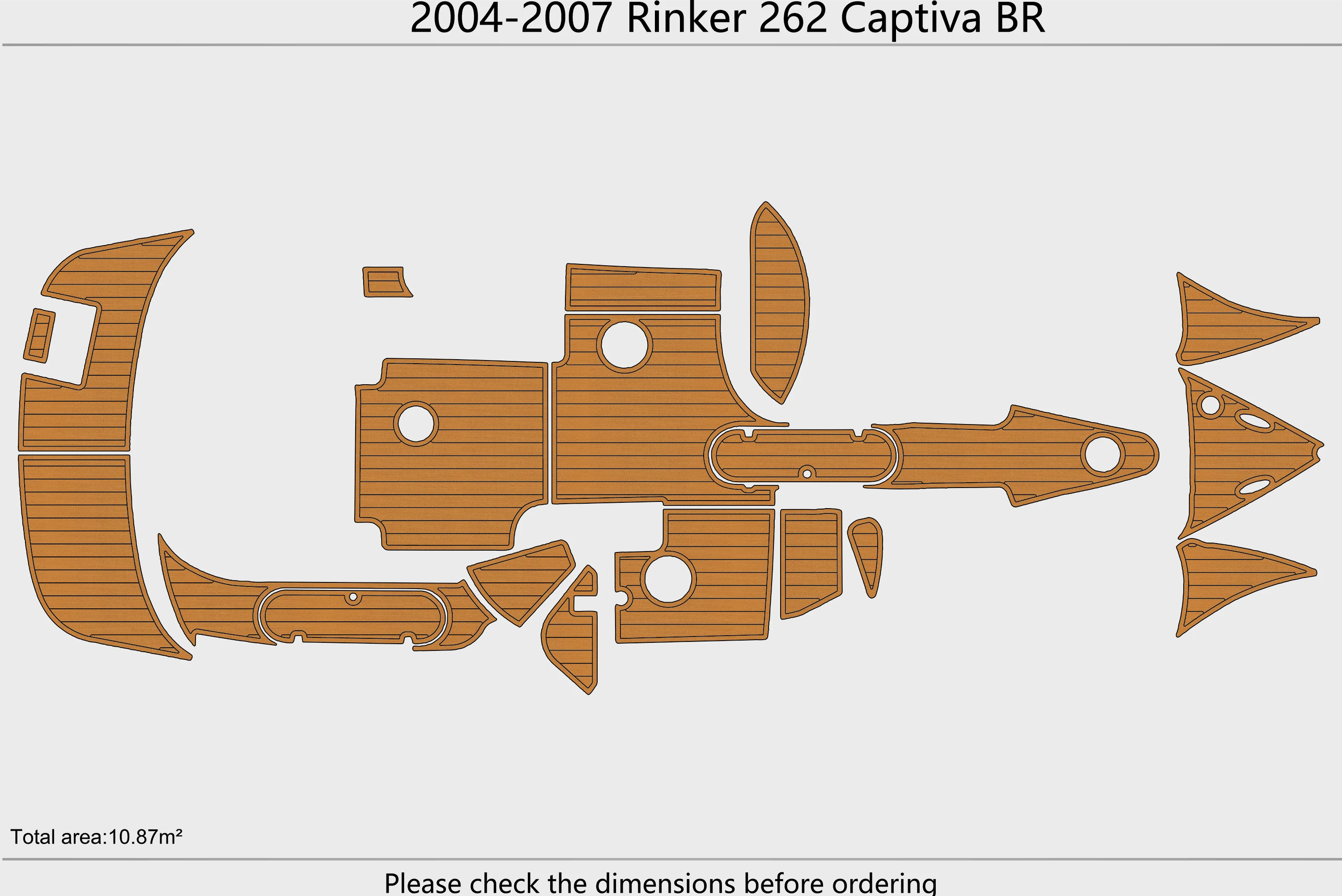 Eva foam Fuax teak seadek marine floor For 2004-2007 Rinker 262 Captiva BR Cockpit Swim platform 1/4