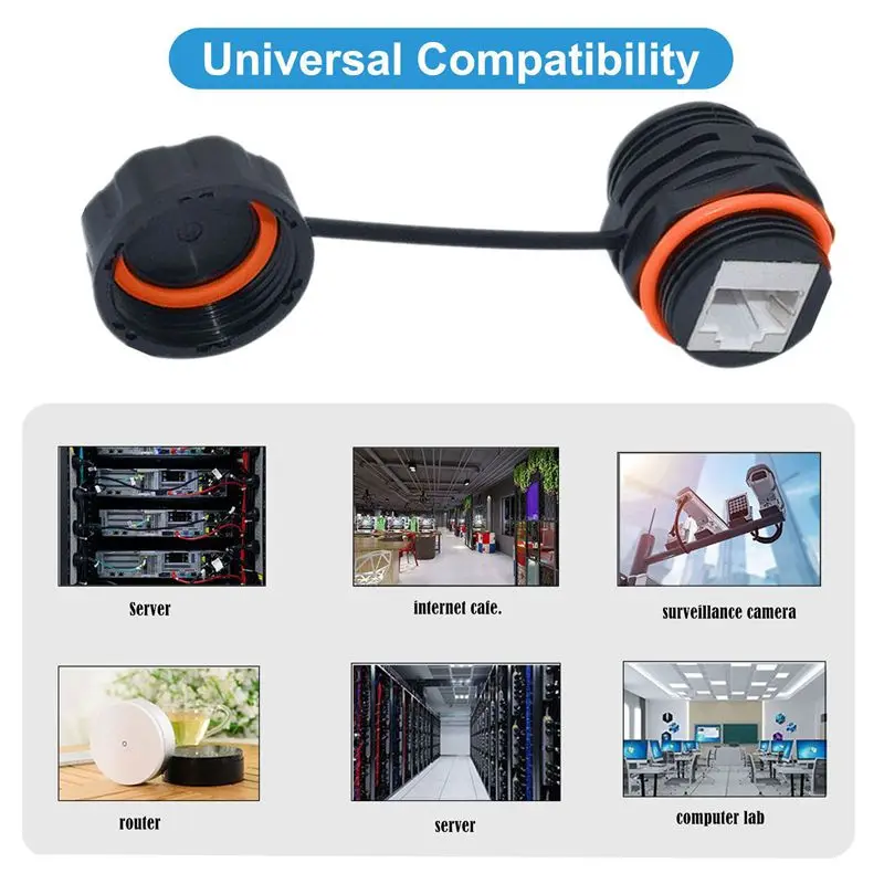 IP68 Waterproof and Dustproof CAT6A Gigabit Shielded RJ45 Network Connector Pair Connector Waterproof Network Double Pass