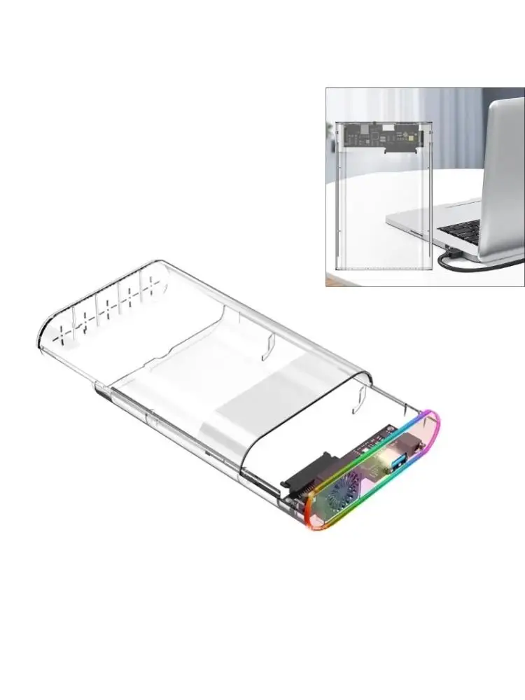 

Корпус жесткого диска USB3.0 с системой охлаждения, прозрачный цветной светильник, простая установка для жесткого диска 2,5/3,5