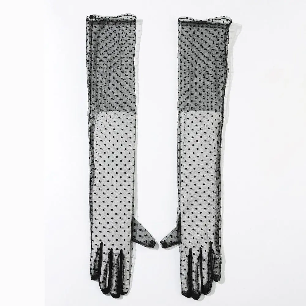 

Винтажные ультратонкие длинные перчатки из тюля, летние солнцезащитные сетчатые перчатки, эластичные прозрачные перчатки для женщин и девушек, для свадьбы