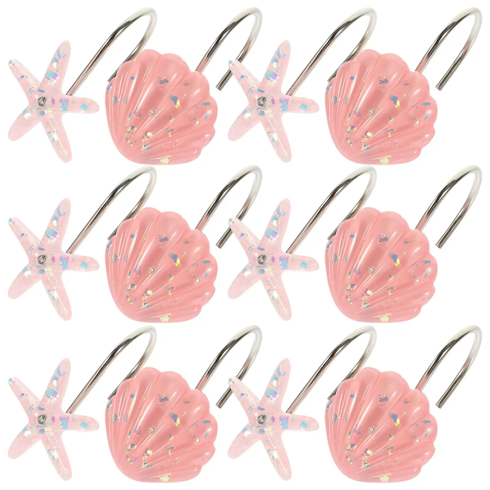 

Shower Curtain Hooks Cartoon Resin Metal Decorative Rust Proof Hangers for Bathroom Balcony Living Room Curtains Shower Drapes