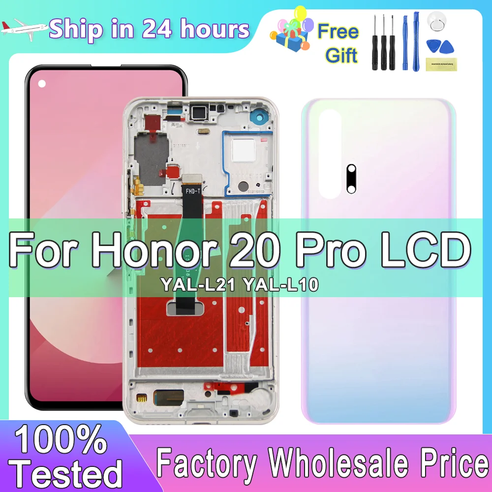 For Honor 20 Pro Screen with Frame, LCD Touch Screen Digitizer Assembly for YAL-L21 YAL-L41 LCD Replacement