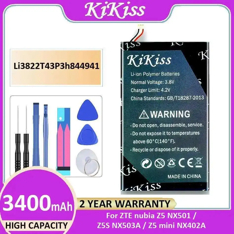 

High-Capacity 3400Mah Mobile Phone Battery For Zte Nubia Z5 NX501 Z5S NX503A Mini NX402A Li3822t43p3h844941