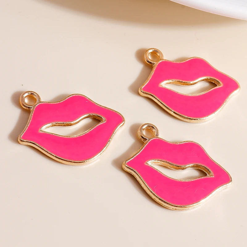 Leslie 10 Stück/Lot Mädchen-Anhänger mit süßen roten Lippen für Damen, Ohrringe, Armband, Halskette, Schlüsselanhänger, Schmuckherstellung, DIY-Handwerk – Detail 7