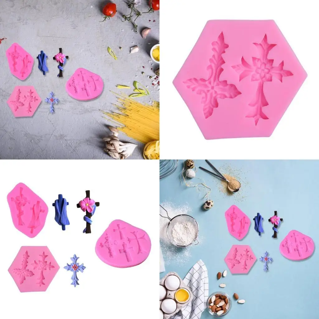 F19B Crucifix Molds 3D Handmade Soap Bar Craft Kitchen Baking Fond Family Home