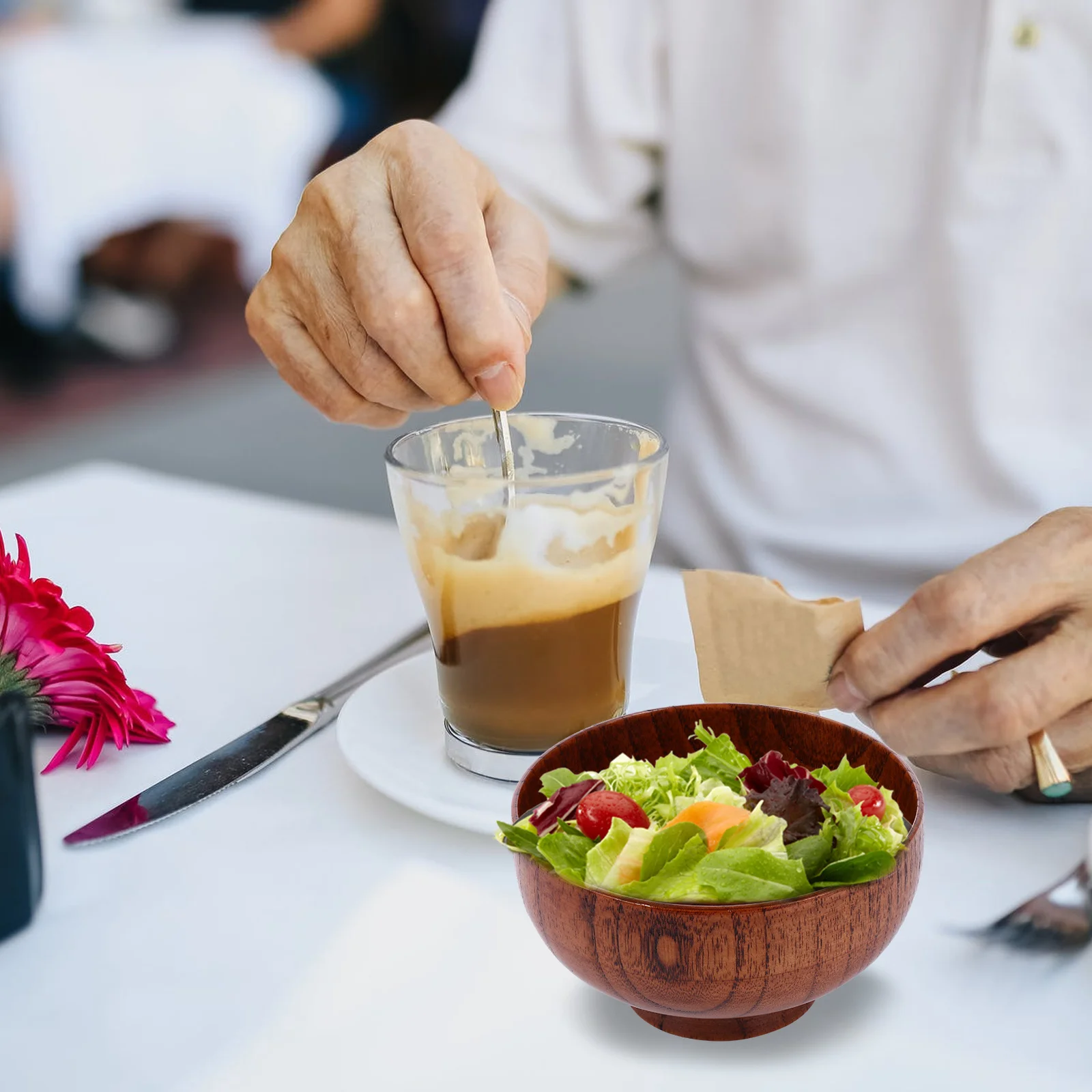 

Wooden Bowl Multifunctional Tableware For Soup Rice Salad Storage Natural Wood Serving Bowl Kitchen Utensil Home Cutlery