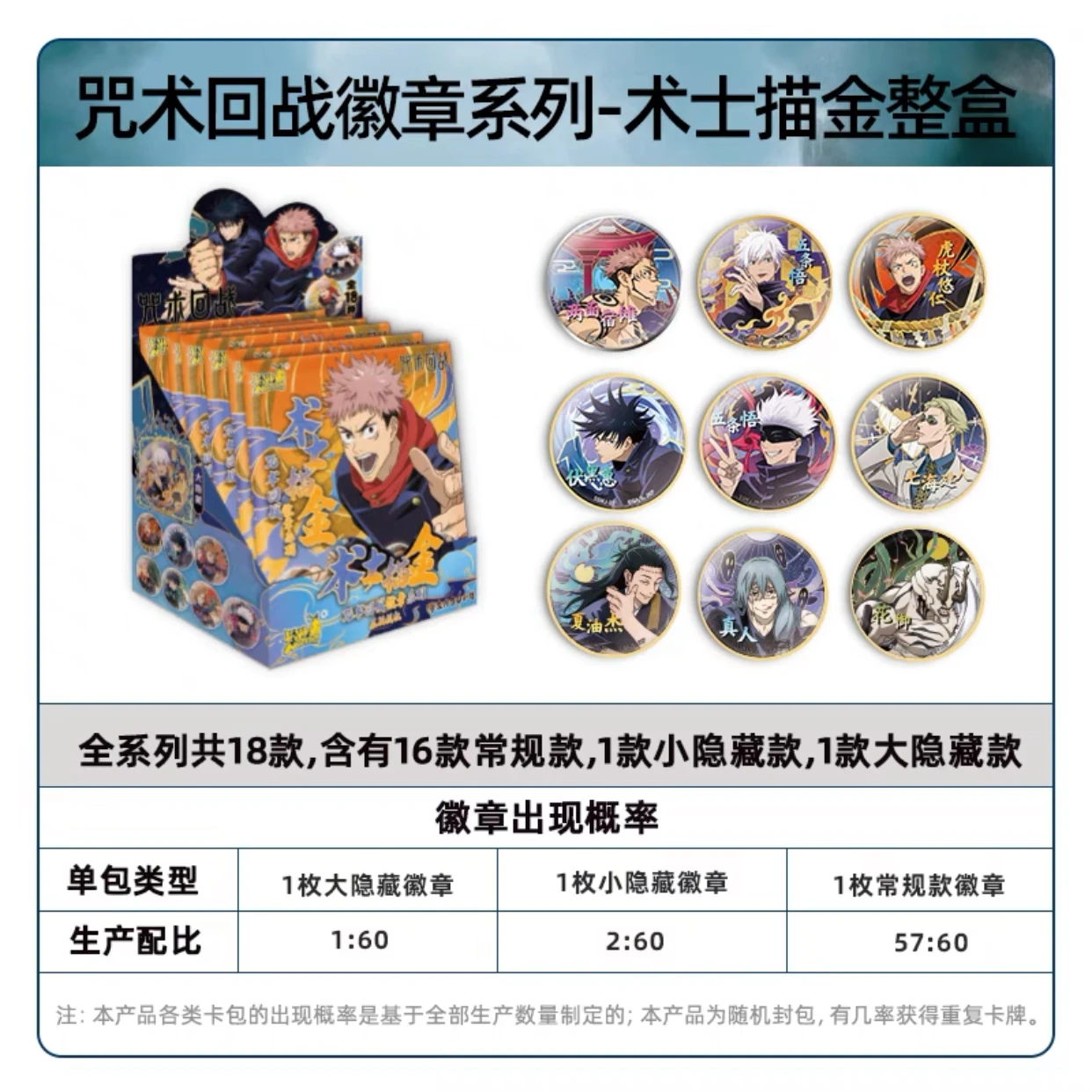 KAYOU Jujutsu Kaisen Itadori Yuji Badge Brooch Pins Rare Cartoon Figure Anime Backpack Hobby Gifts Toys Breastpin Box