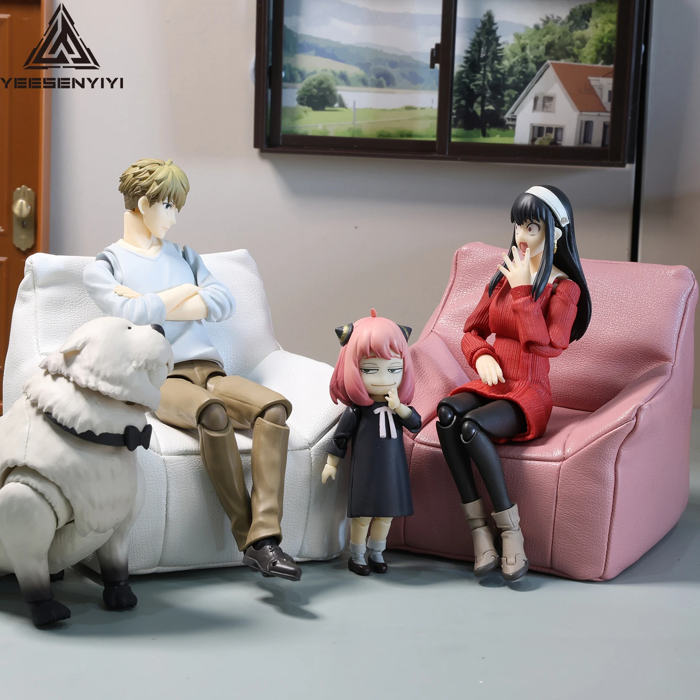 ミニチュア 1/12 PU ソファ 6 インチおよび 1/8 アクションフィギュア用 BJD ドールハウスシーンアクセサリー縮小ソファ