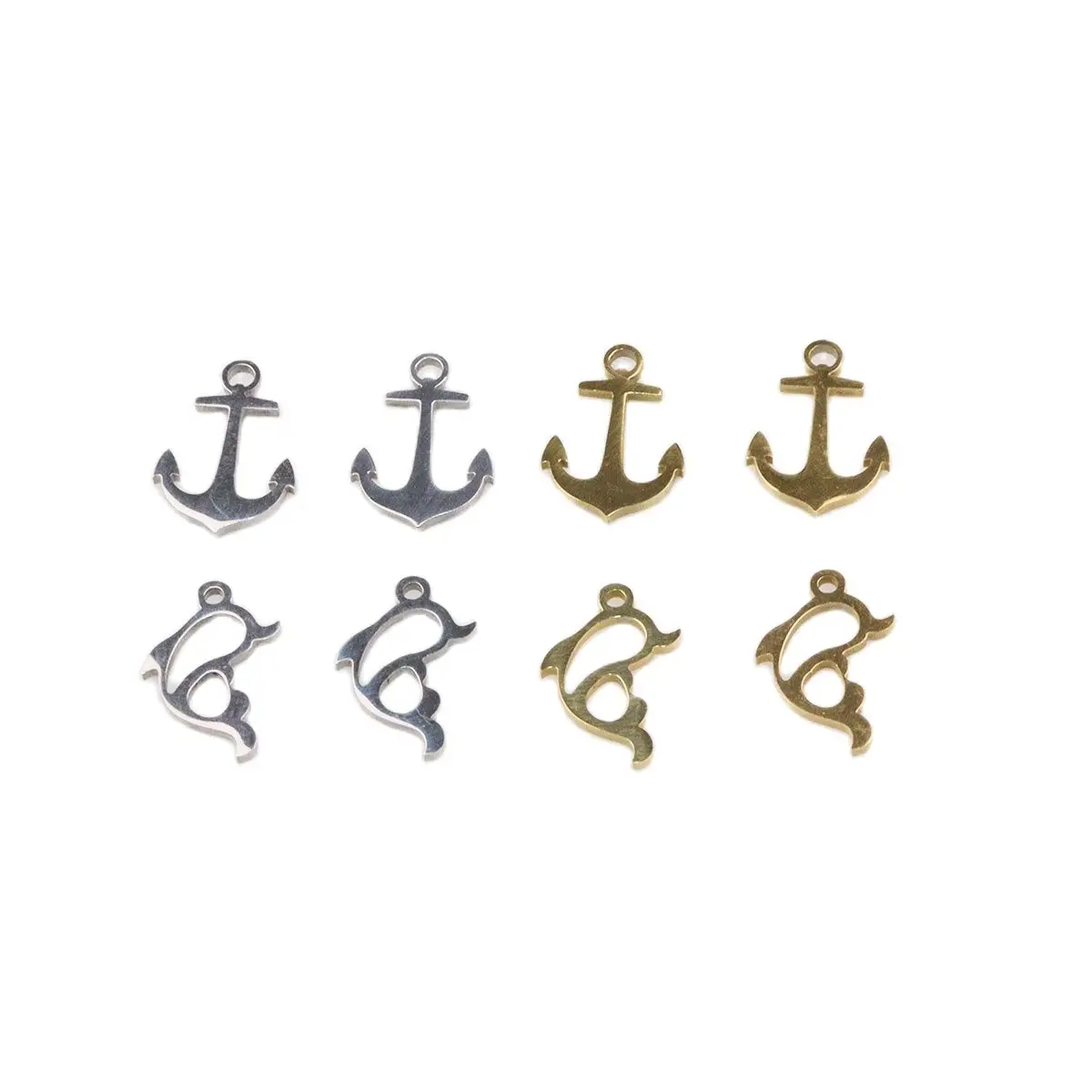 10pcs Wholesale StainlessSteel Anchor High Quality Mirro Polish Women Charm Pendant DIY Necklace Bracelets Unfading Colorless