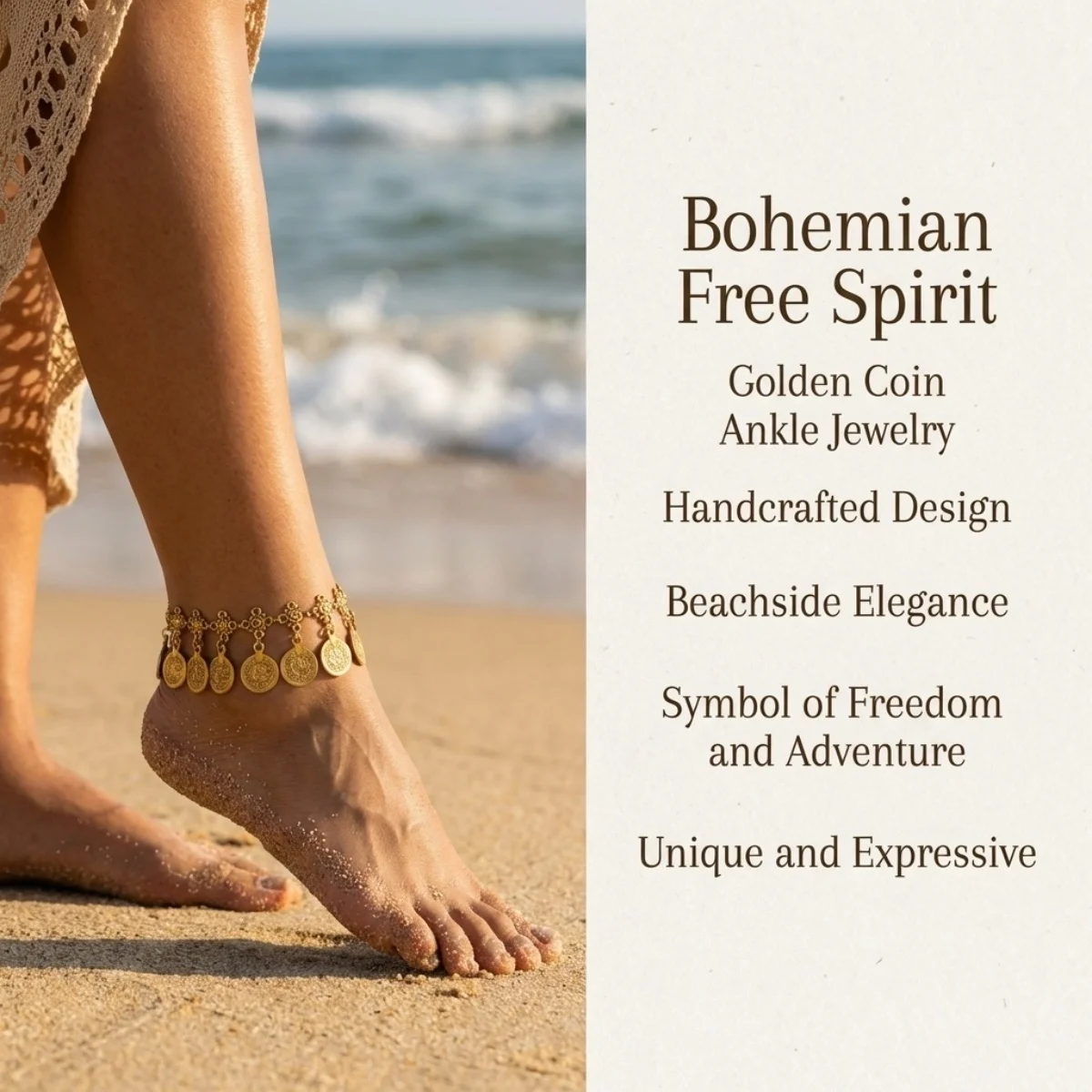 Böhmische Ethnische Vintage Runde Münzen Quasten-Fußkettchen für Damen und Herren Modische Blumen-Strand-Fußkette Sommer-Urlaubsschmuck Geschenk – Detail 10
