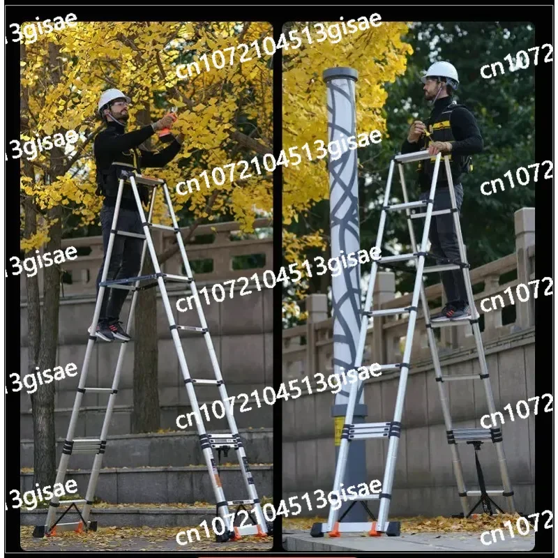 

3.5 Meters + 3.5 Meters, Aluminum Alloy Telescopic Herringbone Ladder, Household Folding Elevator Maintenance Project