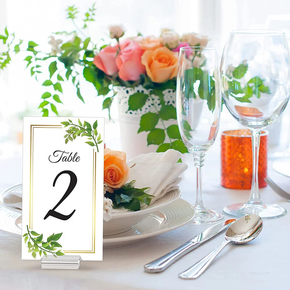 4pcs Transparent Acrylic Place Card Holders For Wedding Table Decorations Memo Picture Stand Base Table Number Holder Card