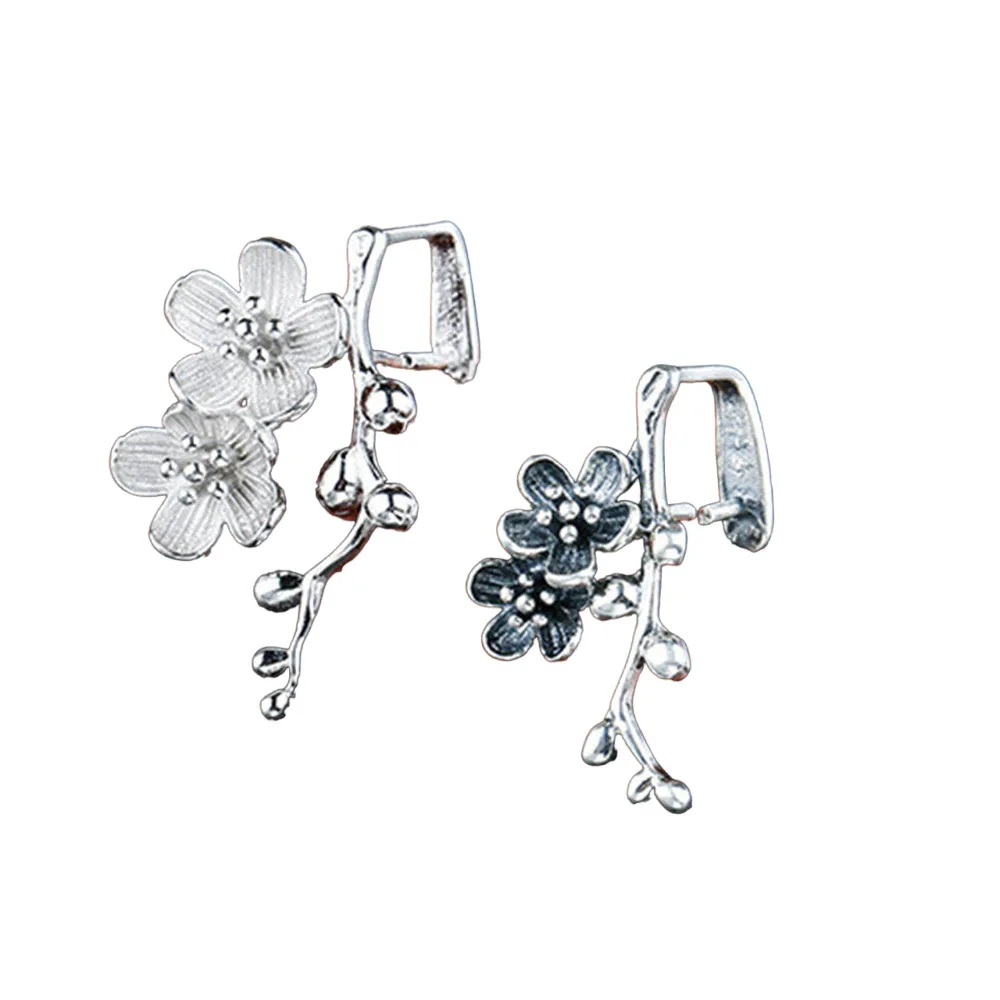 

925 Sterling Silver Bail Connector Sterling Silver Plum Flower Pendant Pinch Bail