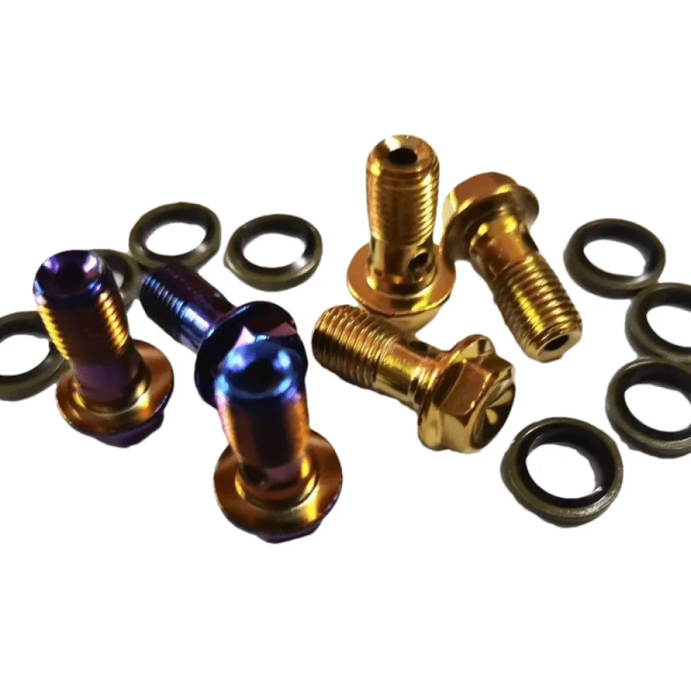 Electric Bike Disc Brake Oil Pipe Hollow Screw Titanium Plated Stainless Steel Fitting For Motorbike Caliper Pump Parts