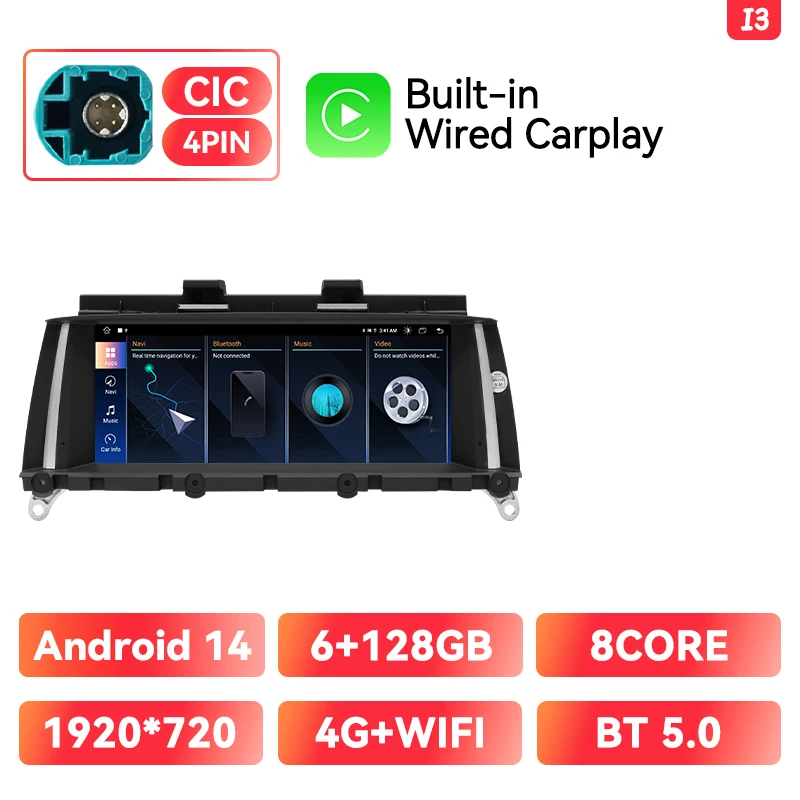 Draadloze Carplay Android 14 Auto Autoradio Voor Bmw X3 F 25 X4 F26 Cic Nbt Navigatie Ips Scherm Headunit 8Core 6G + 128Gb Gps Stereo