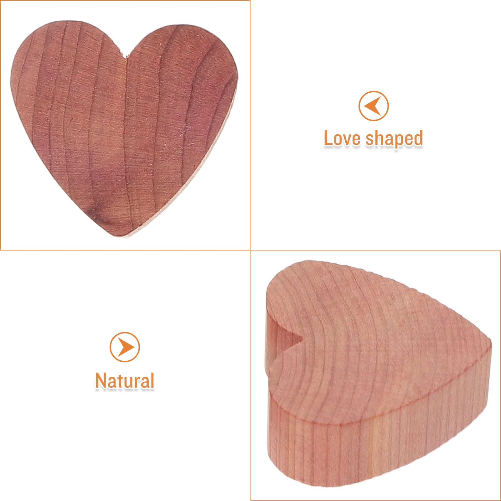 20 Pcs Cedar Wood Blocks Scented Decorate Anti-moth Supplies for Closet Heart Shaped Fragrant Decorative