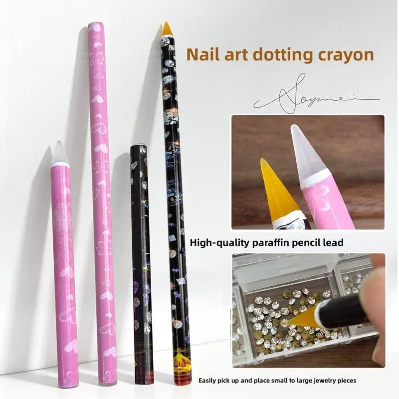 Nail Art Rhinestone Dotting Pen Built-in Sticky Wax Tip Picker Pick Place Crystals for DIY Manicure Nail Salon Tool Accessories