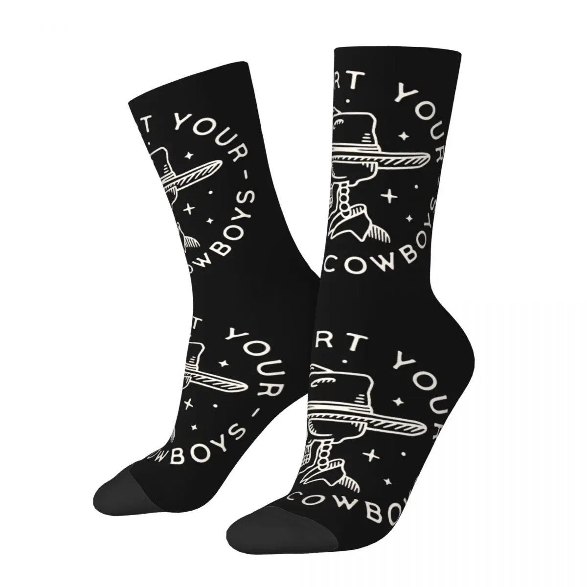 Support Your Local Cowboys Black Sock Printed Man Polyester