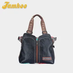 Jamhoo nuove borse da donna originali borsa a tracolla moda femminile stampa borsa a tracolla in tela borse portatili in vera pelle a tracolla