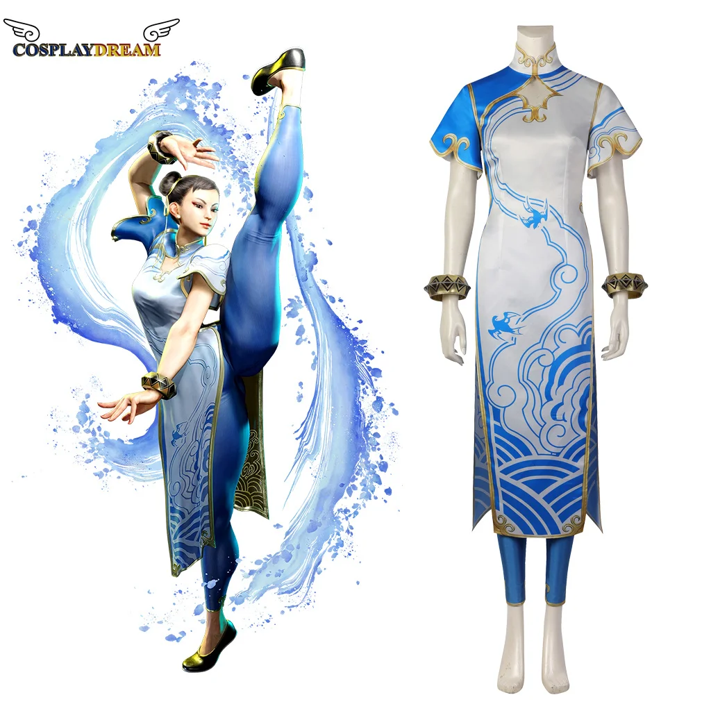 

Game Fighter Chun-li Cosplay Costume Street Chun-li Fighting Cheongsam With Pants Suit Japanese Street Chun-li Clothing