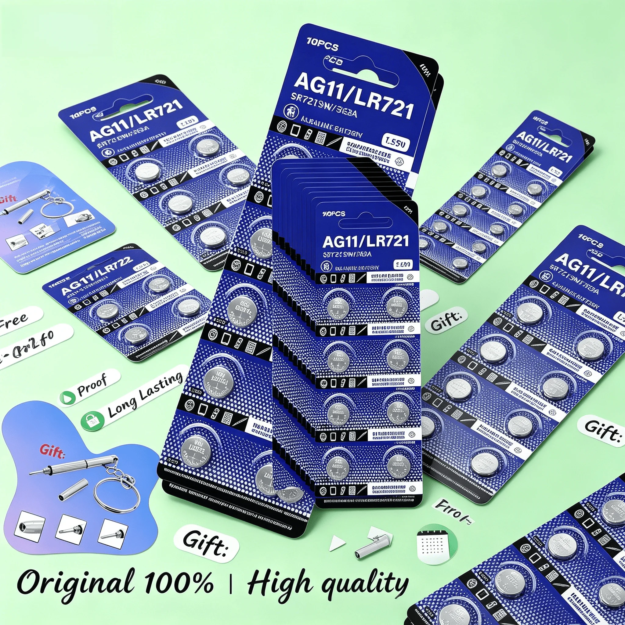 durable 10-100PCS AG11 Button Battery SG11 LR58 SR58 162 361 362 LR721 SR721  SR720 L721F Cell Coin Watch Toy Remote Battery