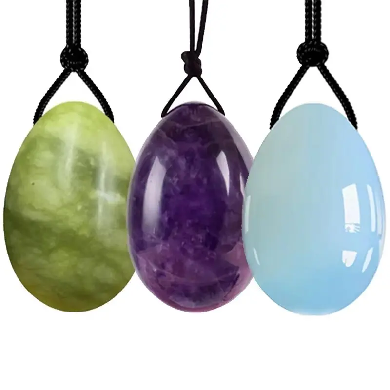 2/3Pc Set Natural Jade Eggs Women Kegel Vaginal Exerciser Female Vaginal Muscle Contraction Yoga Yoni Body Drilled Massage Stone