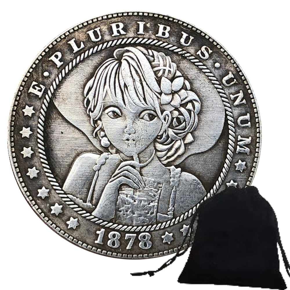 Beautiful Ancient Girl 3D Art Hobo Nickel Coin Party Decision Coin Bar Challenge Coin Love Pocket Coins Wedding Gift+Gift Bag