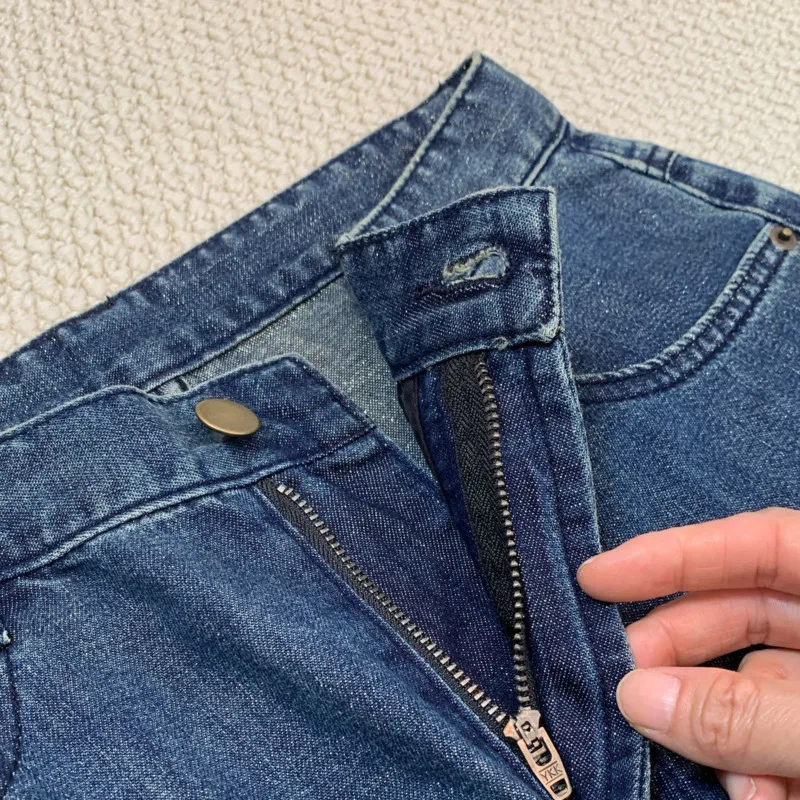 ANJY Spring Autumn New Women Italian Style Vintage Shimmering Loose Jeans Trendy High-End Casual Straight Leg Denim Pants A27745