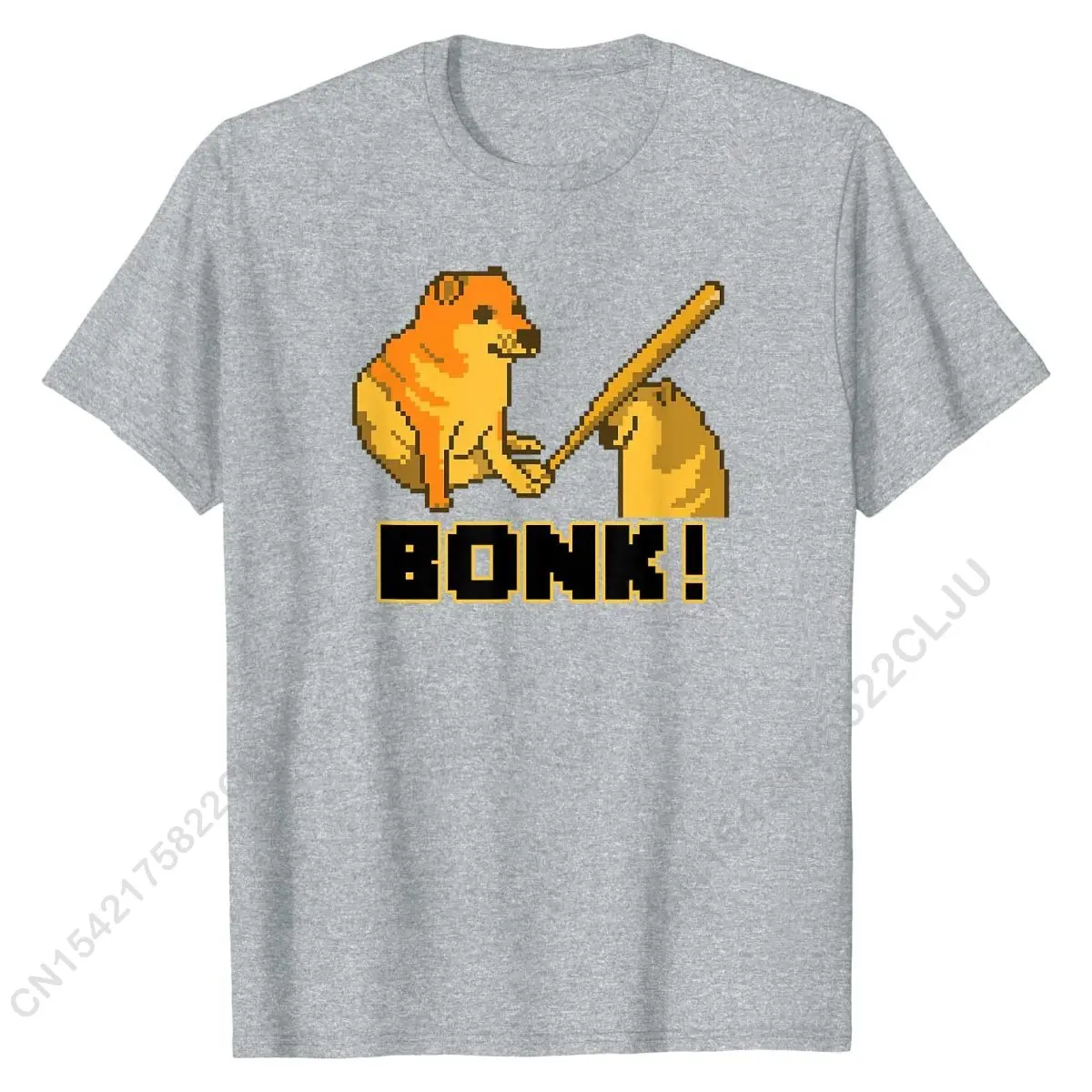 Pixel Art Cheems Bonk Meme เสื้อยืดออกแบบกราฟิก Tops Tees ฝ้าย T เสื้อสำหรับชายปกติ