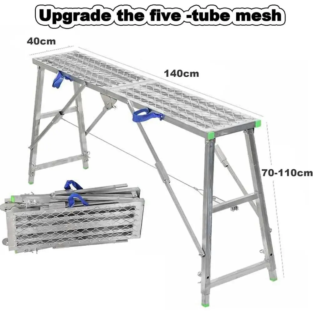 Adjustable Height Steel Scaffold Ladder Tower Stool - 140cm Multi-Purpose