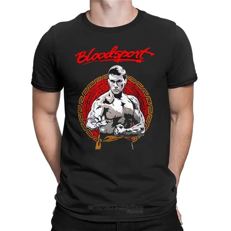 

Van Damme Bloodsport Classic Movie Black T-shirt Men fighting New o-neck Fashion Loose Breathable Graphic T Shirts Tops