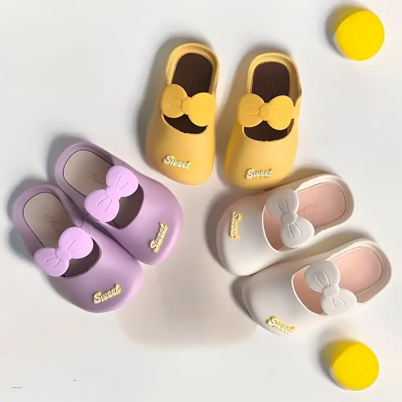 

Summer Children Slippers Children's Cute Bao Toe Shoes Wear Flat House Bow-tie Shoes Girls Shoes Slippers Kids House Slippers